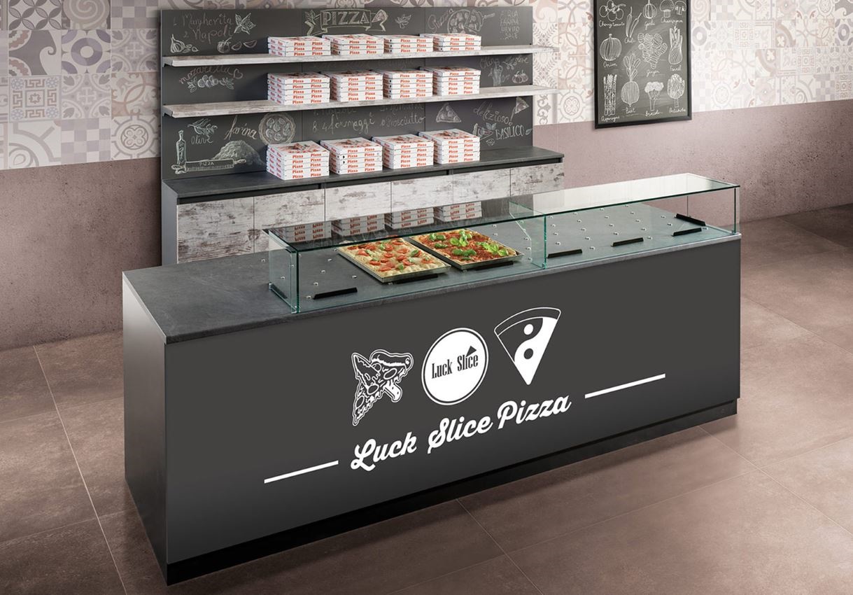 Pult i retropult vitrine za pizza cut fast food street food ANTRACITE